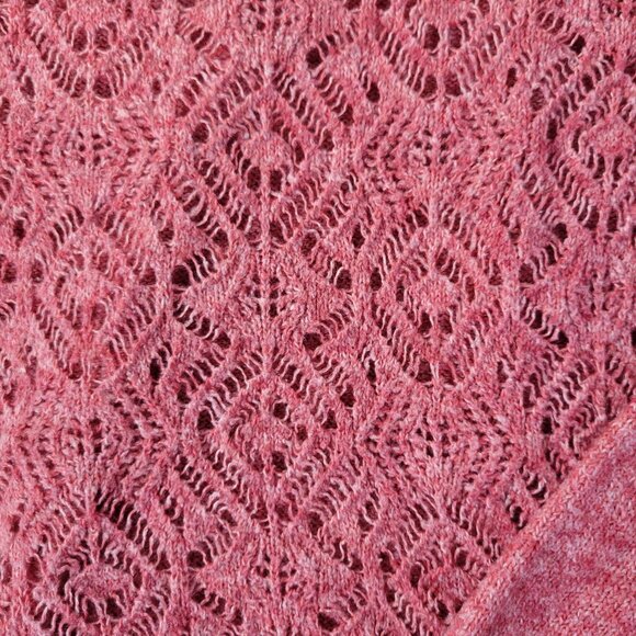 Cato Womens M Knit Sweater Long Sleeve High Low Hem Pink Textured Boho Casual - Picture 5 of 10